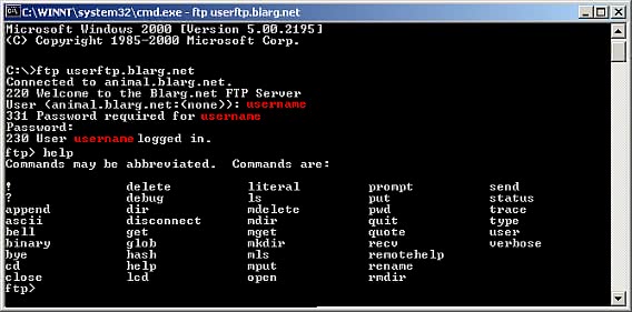 ms dos ftp commands